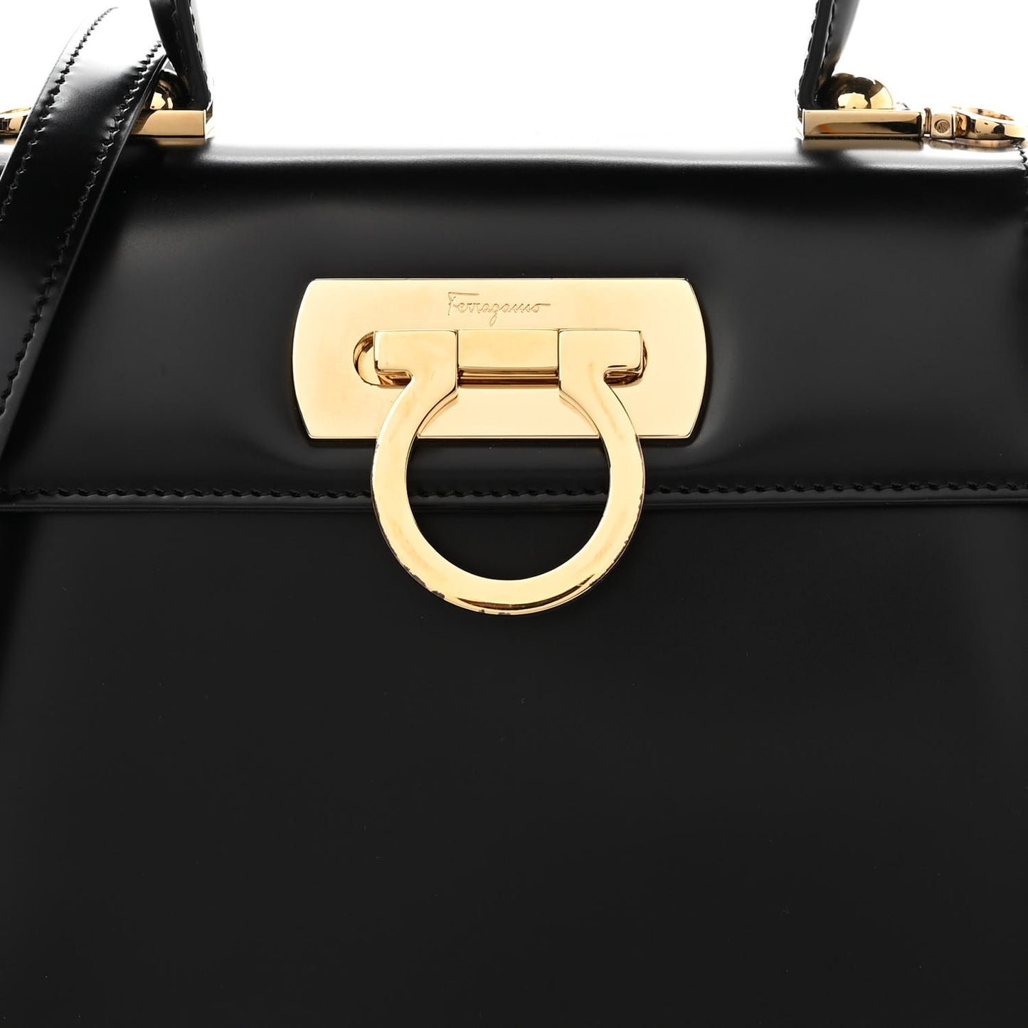 Brushed Off Calfskin Iconic Top Handle Bag Black