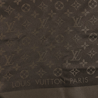 Louis Vuitton Silk Lurex Wool Monogram Shine Shawl Marron 3 of 4