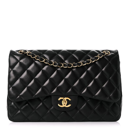 Chanel Lambskin Quilted Jumbo Double Flap Black 1 of 16