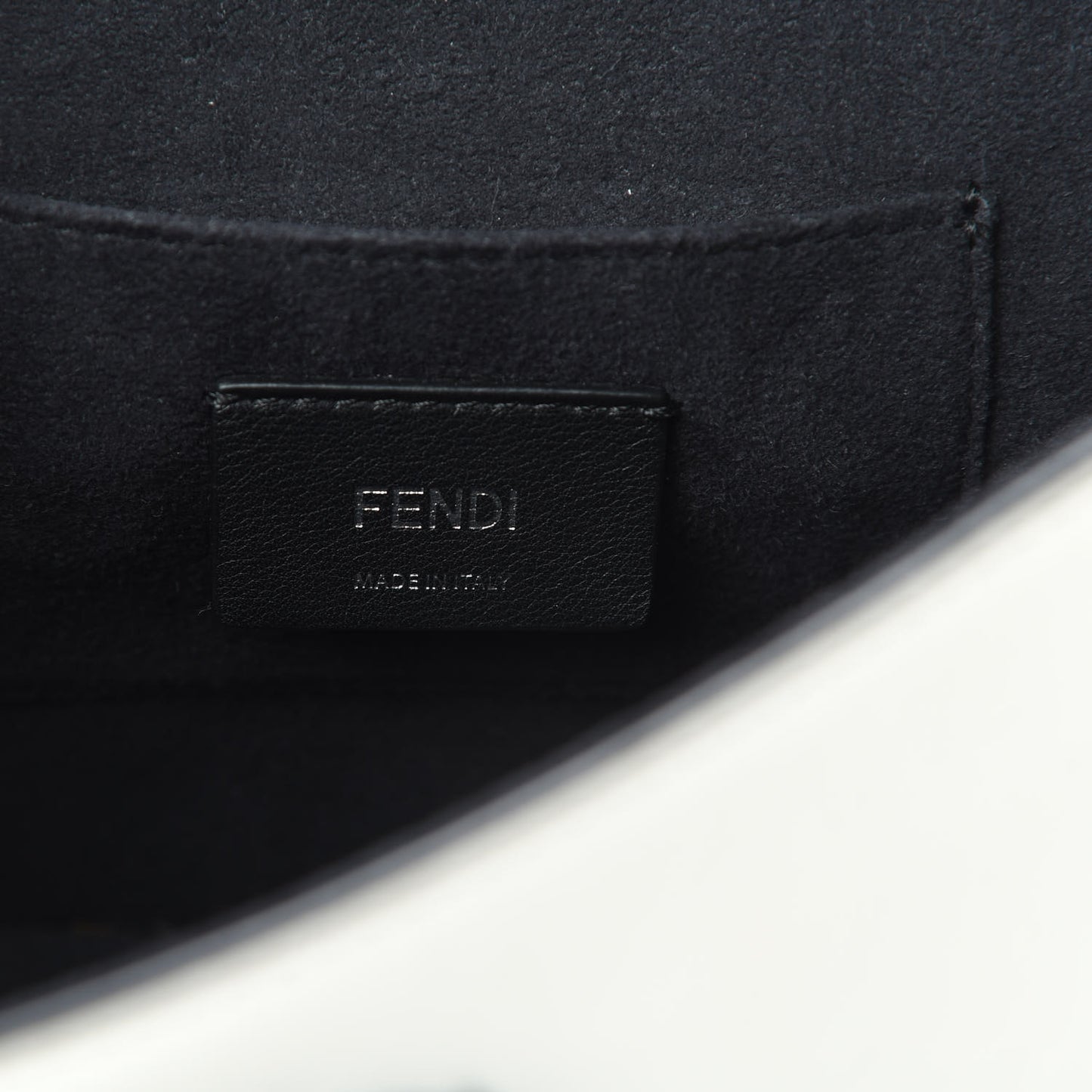 Vitello Century Velvet F is Fendi FF Embroidered Small Kan I Shoulder Bag White Black
