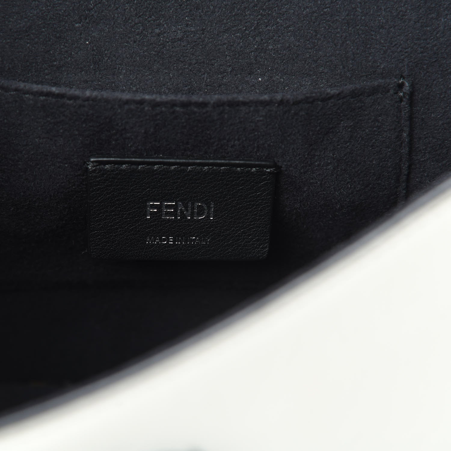 Fendi Vitello Century Velvet F is Fendi FF Embroidered Small Kan I Shoulder Bag White Black 7 of 12
