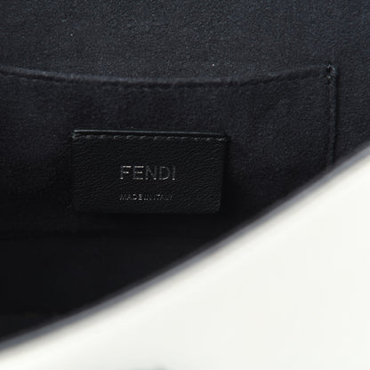 Fendi Vitello Century Velvet F is Fendi FF Embroidered Small Kan I Shoulder Bag White Black 7 of 12