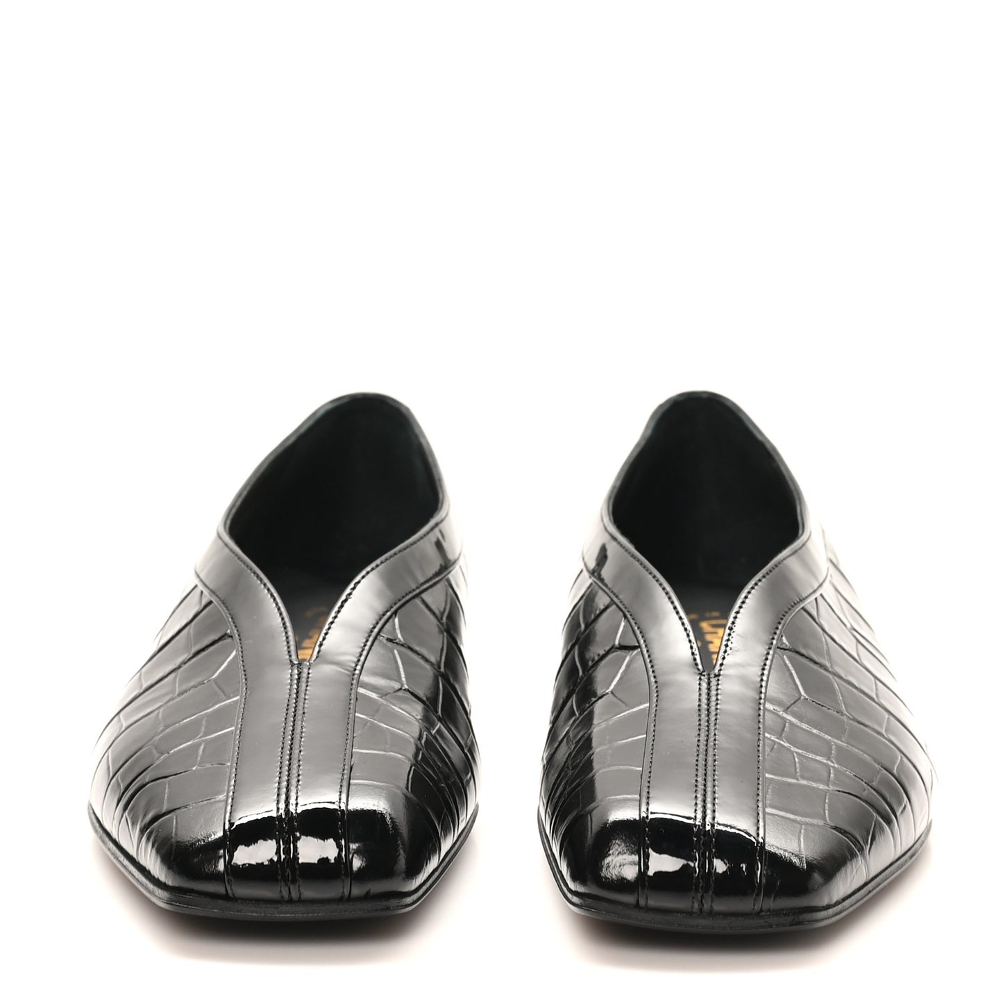 Patent Calfskin Crocodile Embossed Ballet Flats 36.5 Black