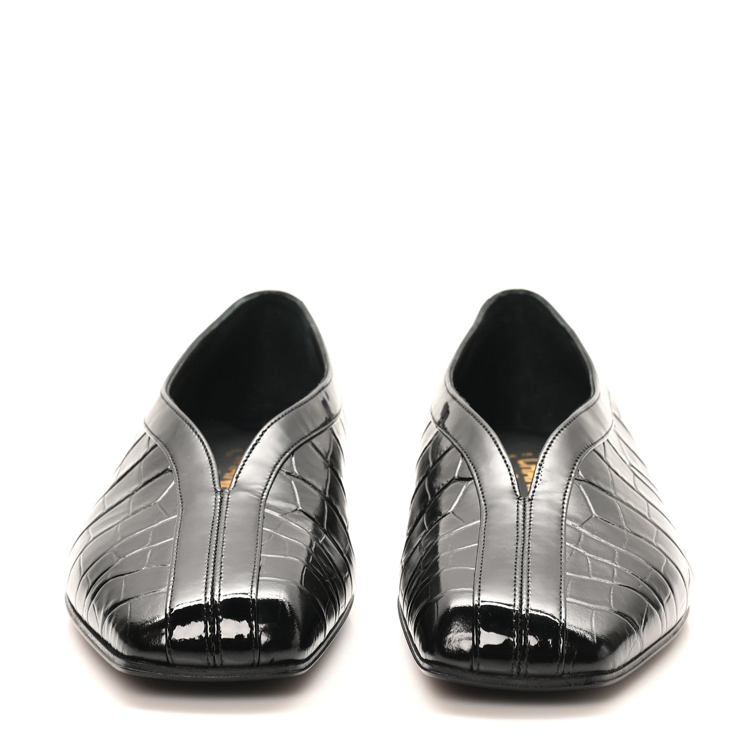 Chanel Patent Calfskin Crocodile Embossed Ballet Flats 36.5 Black 5 of 20