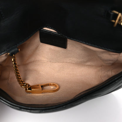 Gucci Calfskin Matelasse Super Mini GG Marmont Shoulder Bag Black 5 of 9