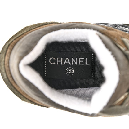 Chanel Fabric Calfskin Suede CC Womens Sneakers 36 Dark Green 7 of 12