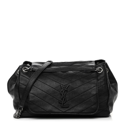 Saint Laurent Vintage Lambskin Chevron Monogram Medium Nolita Black 1 of 12