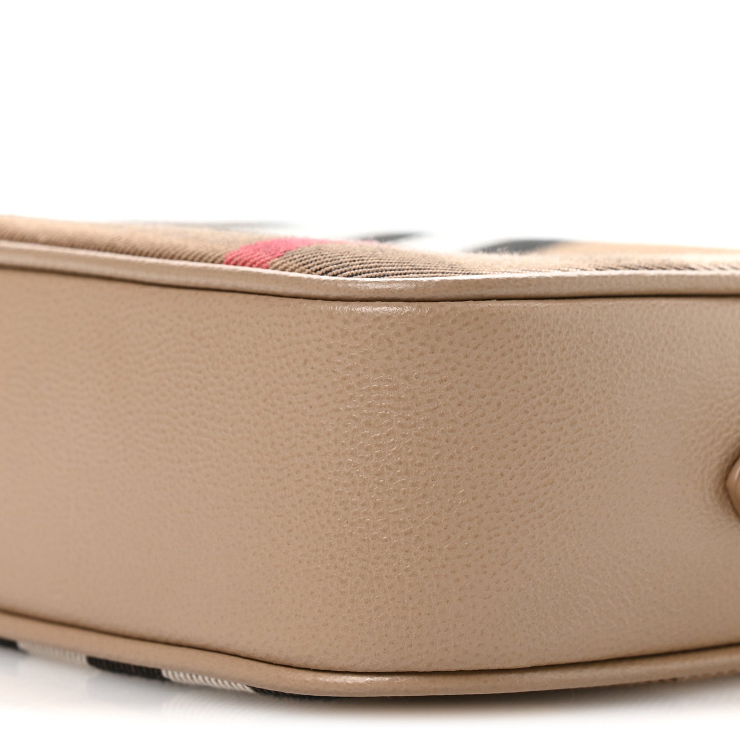 Calfskin House Check Small Camera Bag Chestnut Beige