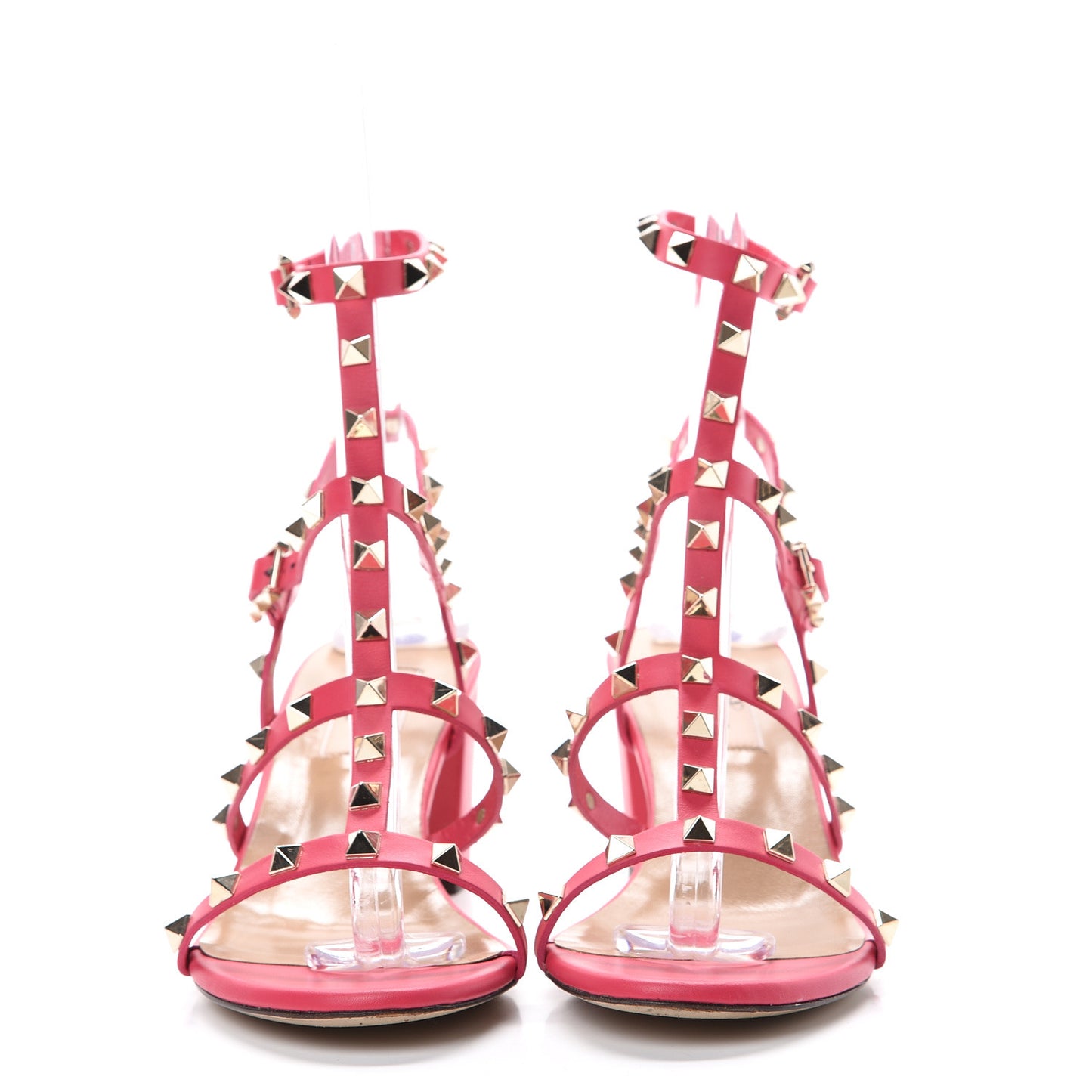 Calfskin Rockstud 60mm City Sandals 38 Fragola