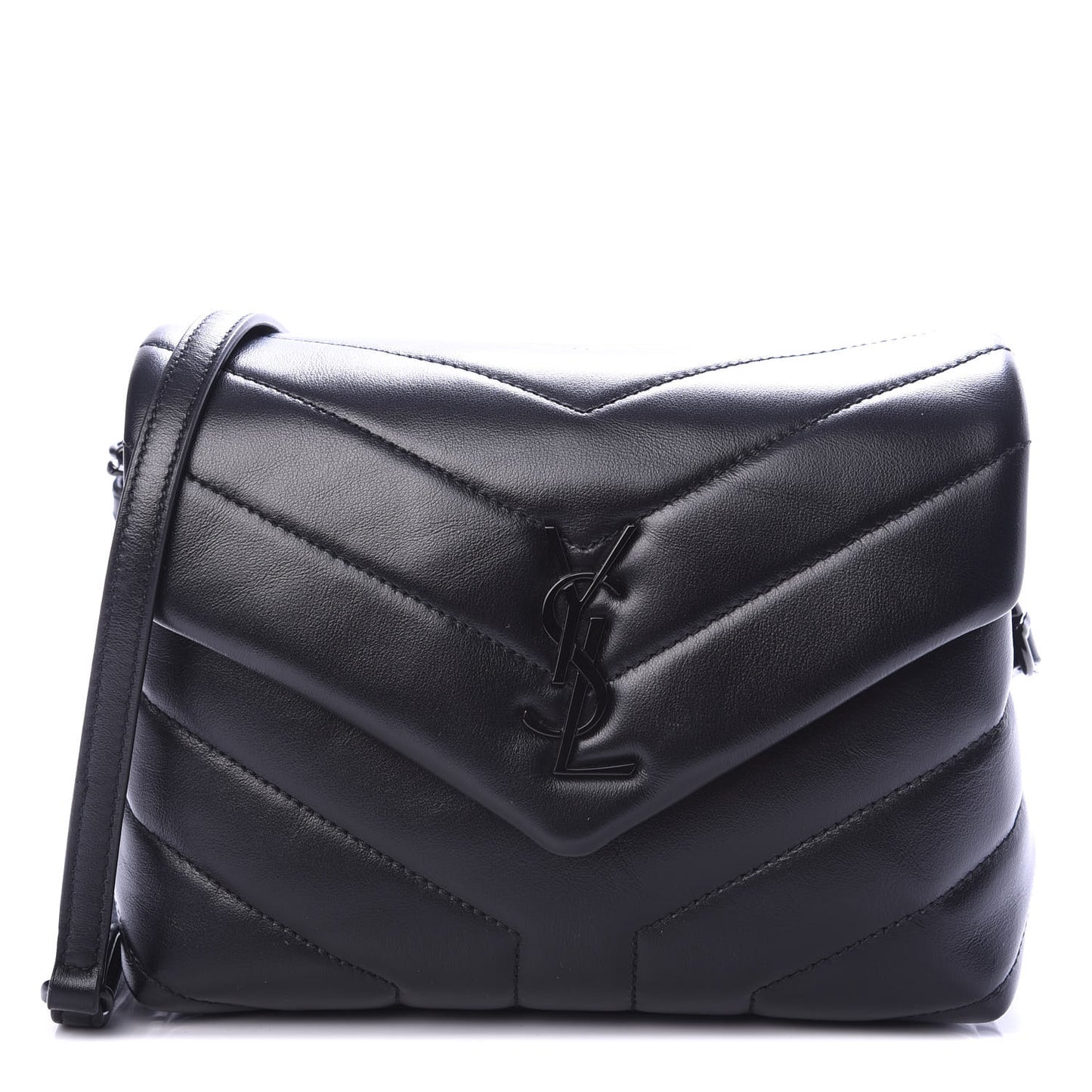 Calfskin Y Quilted Monogram Toy Loulou Crossbody Bag Black