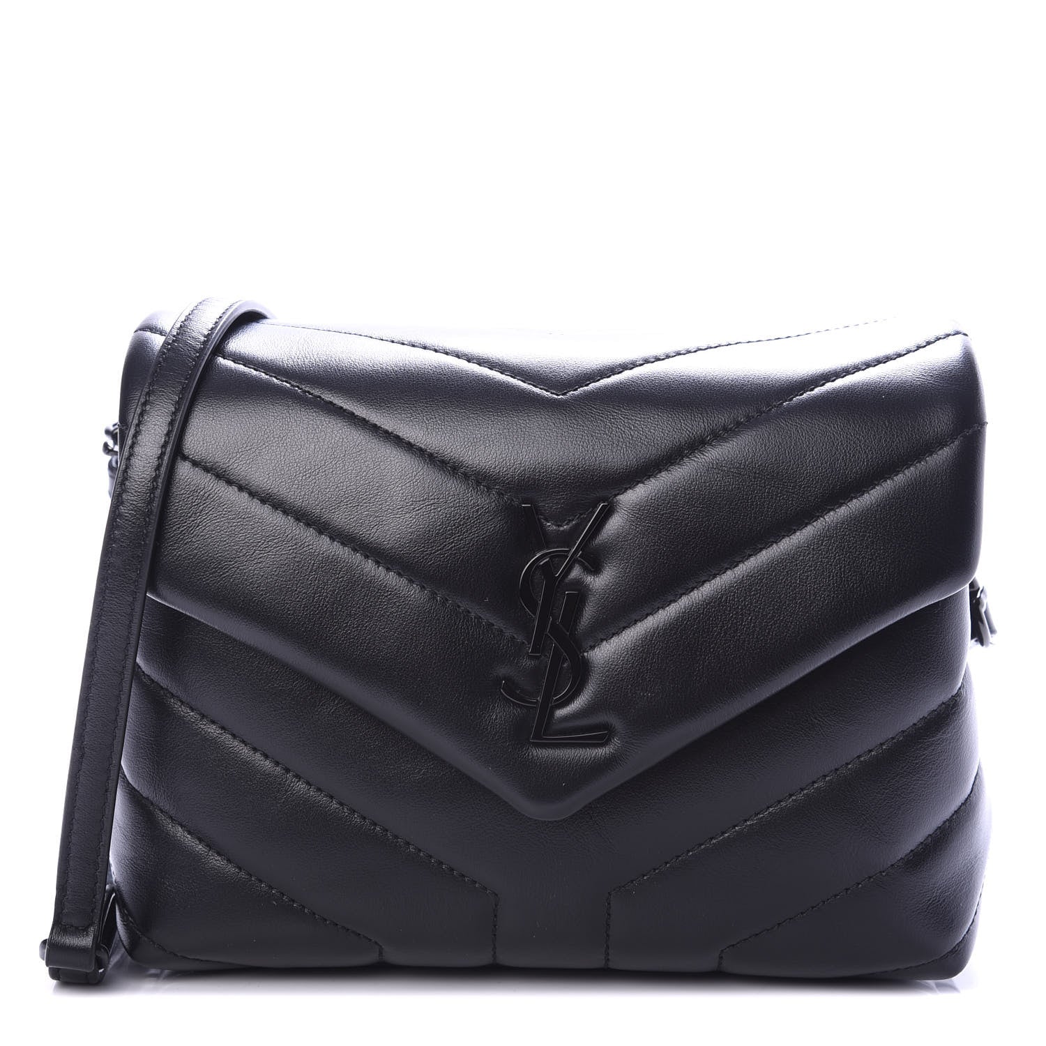 Saint Laurent Calfskin Y Quilted Monogram Toy Loulou Crossbody Bag Black 1 of 9