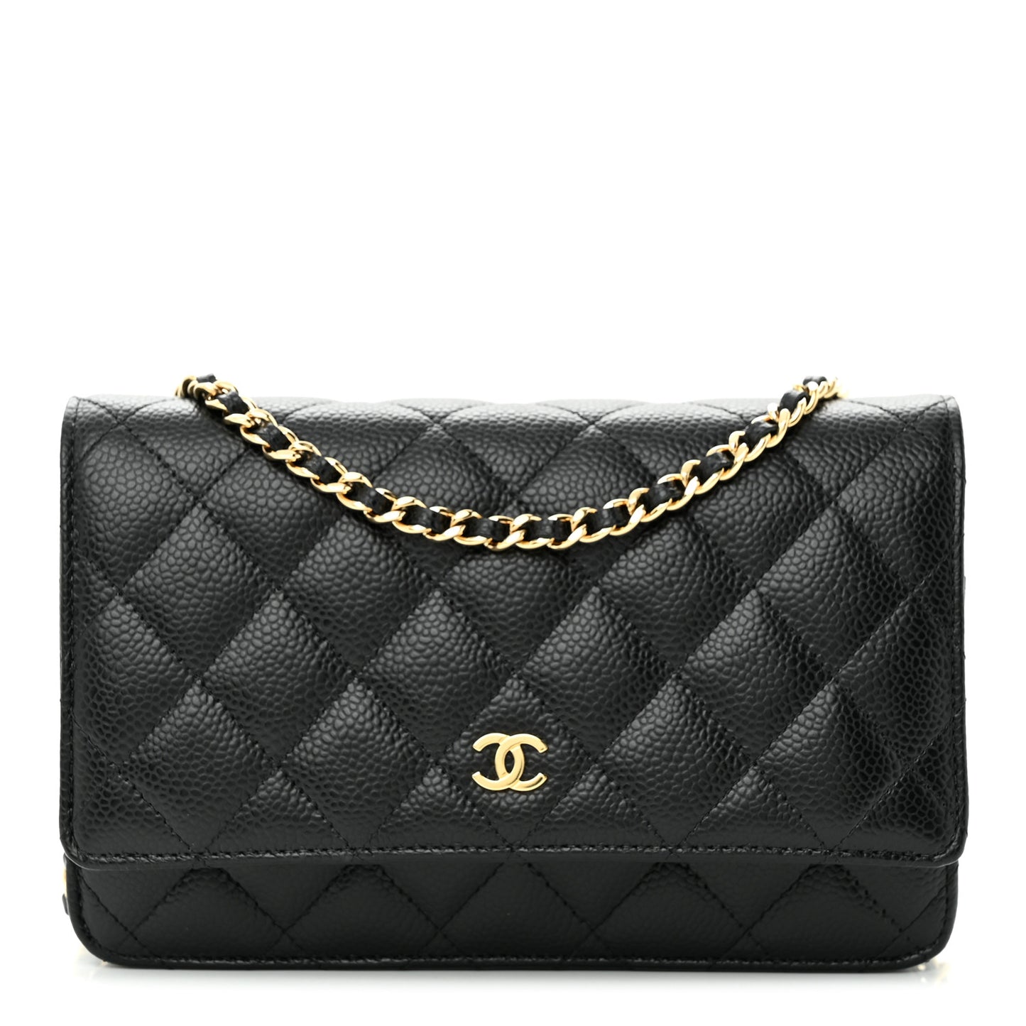 Caviar Quilted Wallet on Chain WOC Black