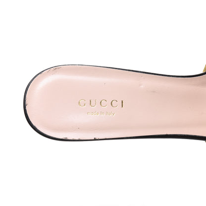 Gucci Nappa Silk Pearl Bee Embellished Mid Heel Slide Sandals 38.5 Black 7 of 14