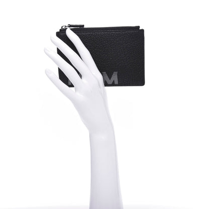MCM Grained Calfskin Logo Zip Card Case Wallet Black 2 of 6