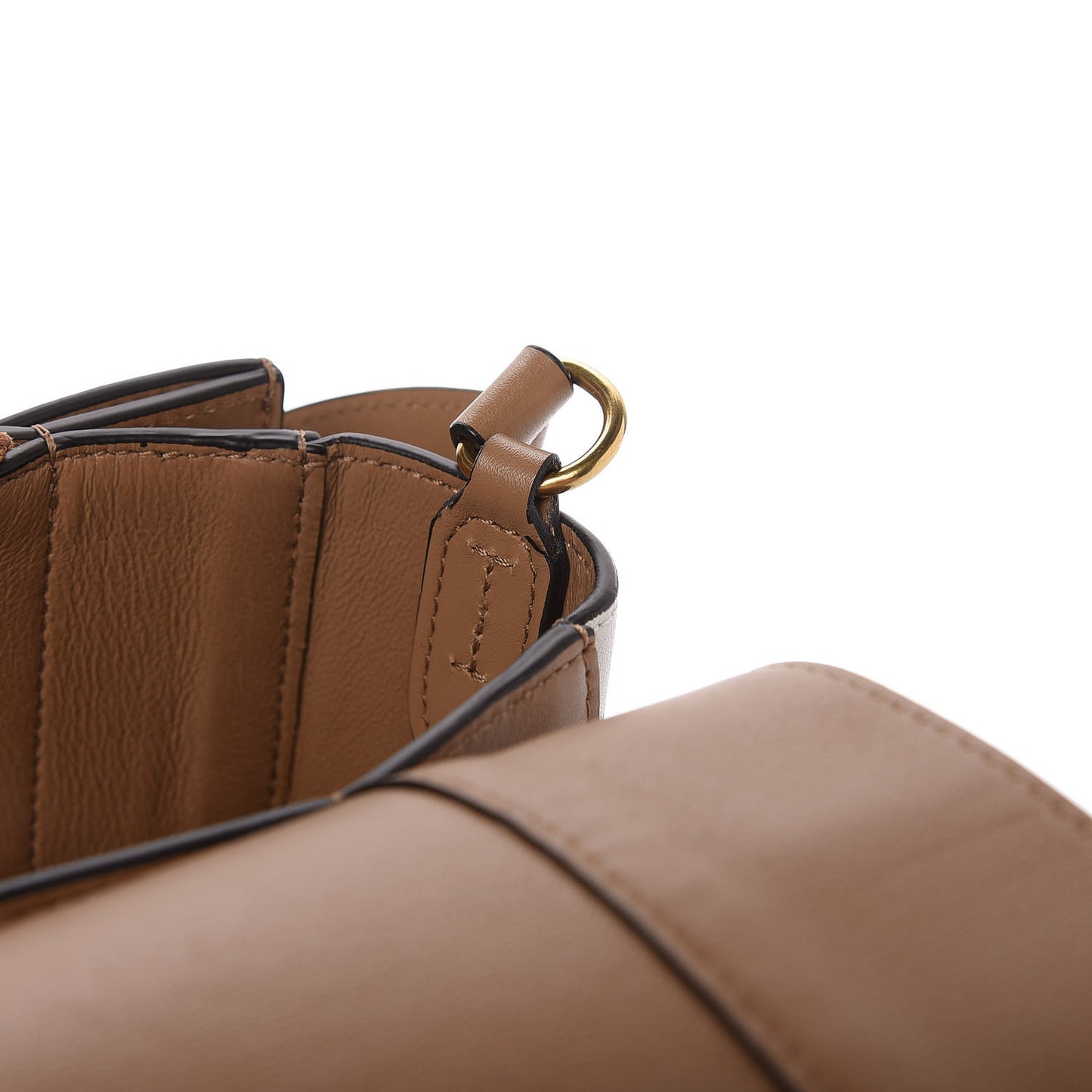 Shiny Smooth Calfskin Medium Frame Shoulder Bag Tan Optic White