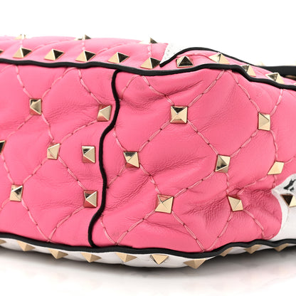 Valentino Garavani Lambskin Medium Star Rockstud Spike Shoulder Bag White Pink 8 of 13