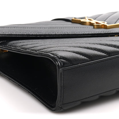Saint Laurent Grain De Poudre Matelasse Chevron Medium Monogram Satchel Black 9 of 10