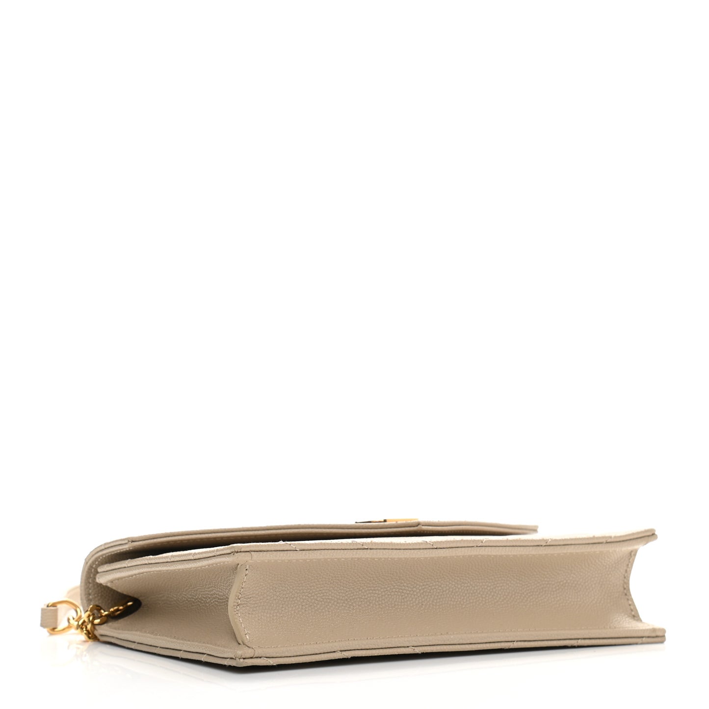 Grain De Poudre Matelasse Chevron Monogram Envelope Chain Wallet Dark Beige