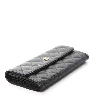 Chanel Caviar Quilted Large Gusset Flap Wallet Black 4 of 9