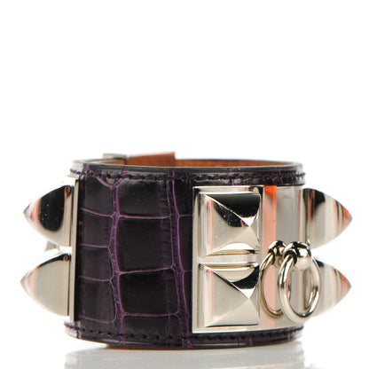 Hermes Shiny Alligator Collier De Chien CDC S Bracelet Amethyst 3 of 10
