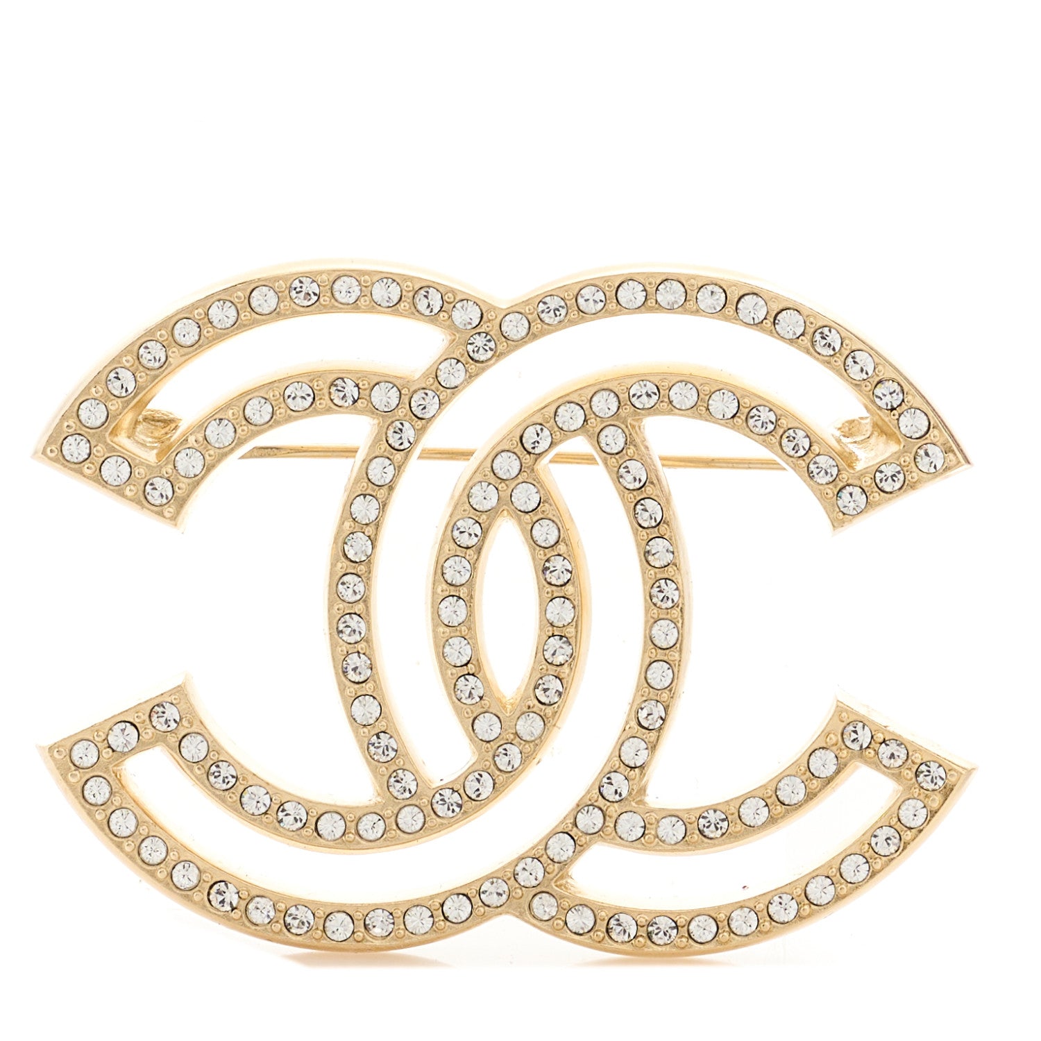 Chanel Crystal CC Brooch Light Gold 1 of 5
