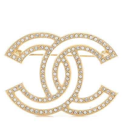 Chanel Crystal CC Brooch Light Gold 1 of 5