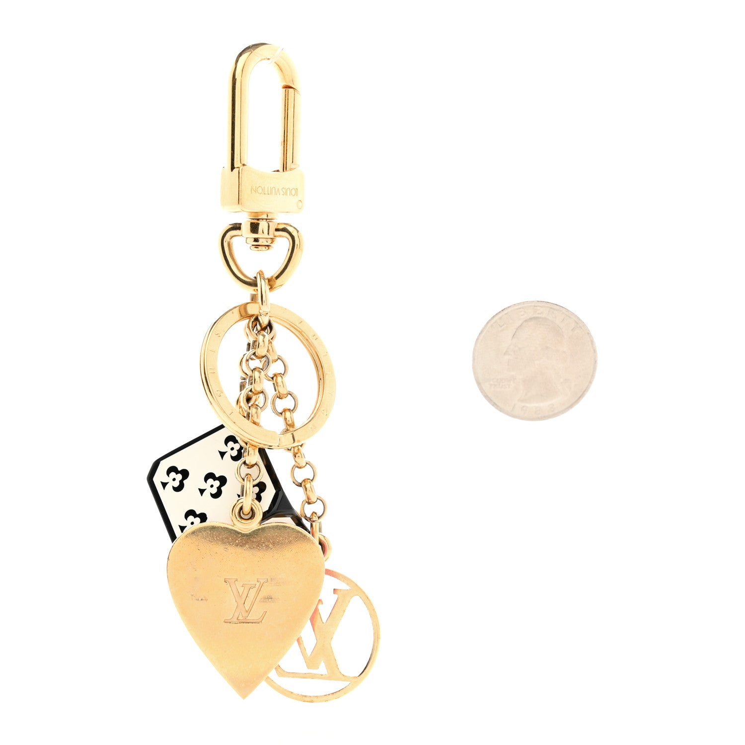 Louis Vuitton Metal Resin Game On Dice and Heart Charm Key Holder Gold 2 of 5