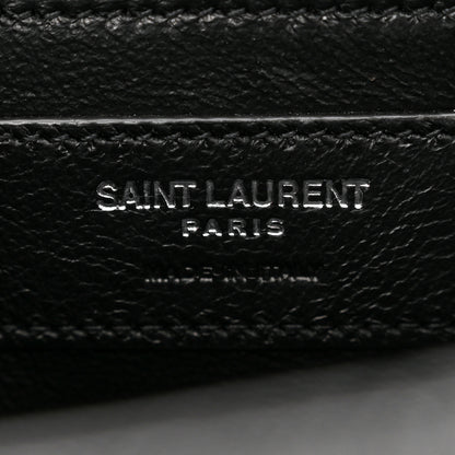 Saint Laurent Grain De Poudre Textured Mixed Matelasse Triquilt Medium Monogram Satchel Black 6 of 10
