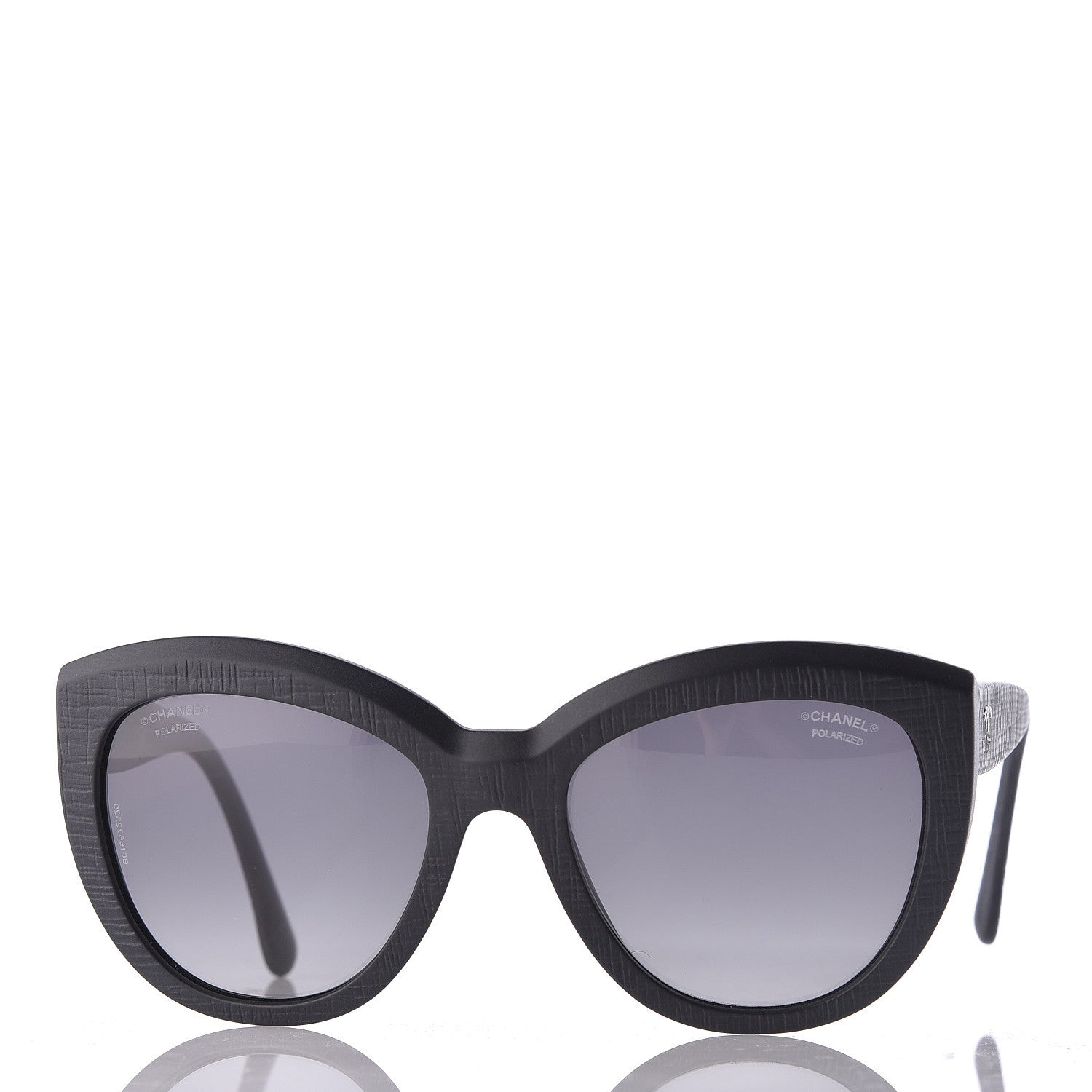 Chanel Tweed Effect CC Polarized Butterfly Signature Sunglasses 5332 Black 2 of 7