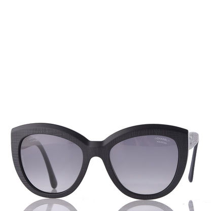 Chanel Tweed Effect CC Polarized Butterfly Signature Sunglasses 5332 Black 2 of 7