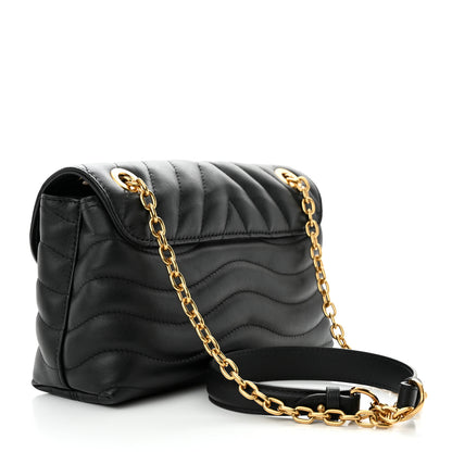 Louis Vuitton LOUIS VUITTON Calfskin New Wave Chain Bag MM NM Black 3 of 9