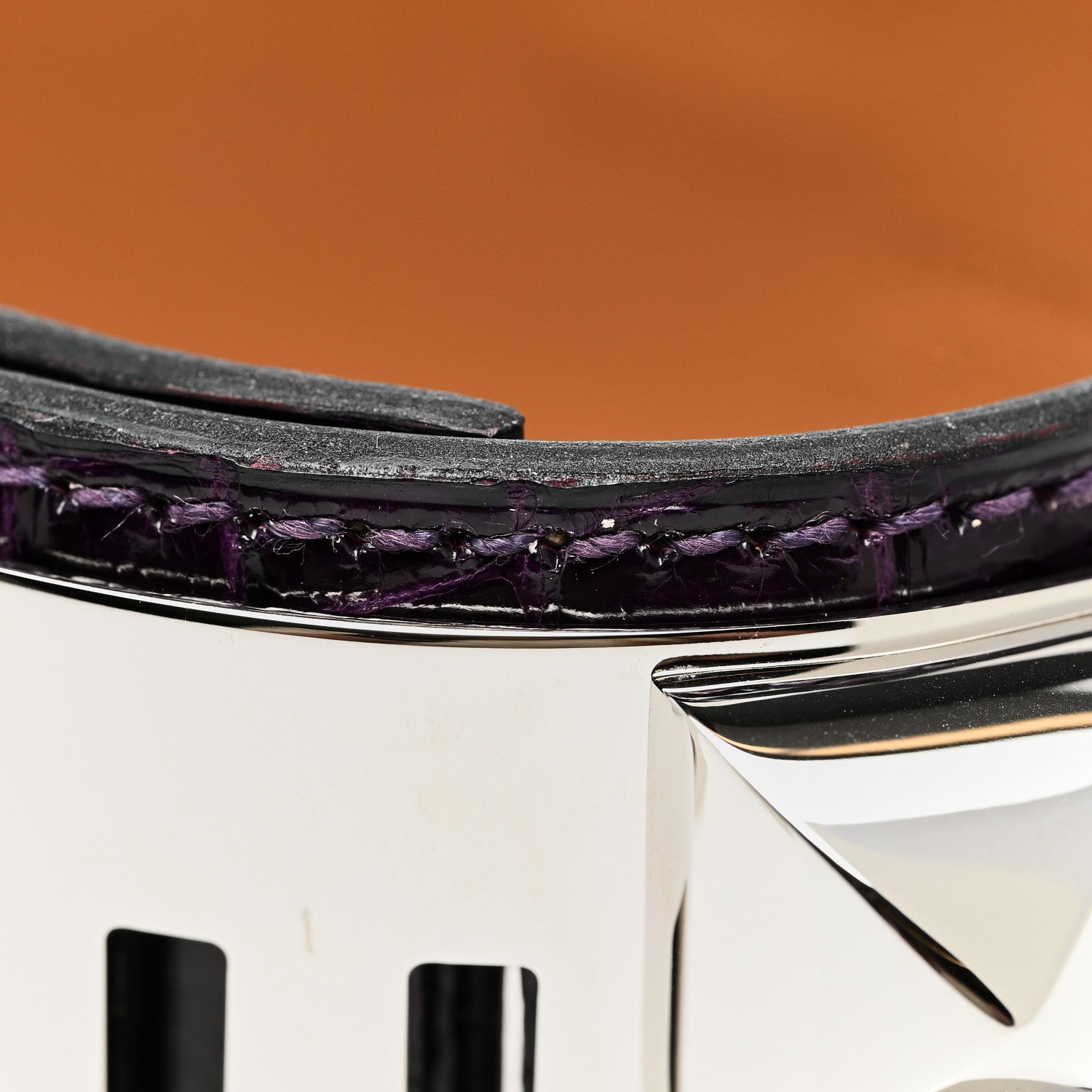 Hermes Shiny Alligator Collier De Chien CDC Bracelet S Amethyst 6 of 6