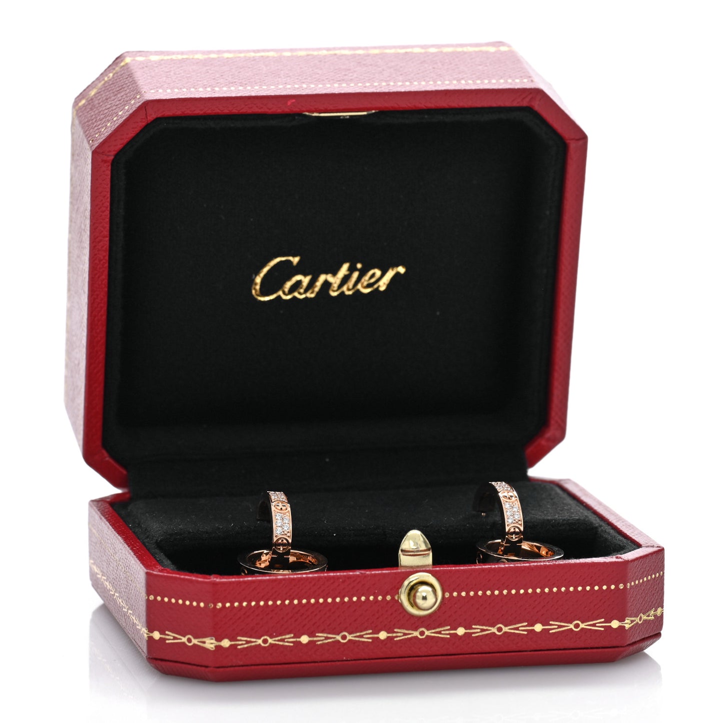 18K Pink Gold Diamond LOVE Multiwear Half Paved Earrings