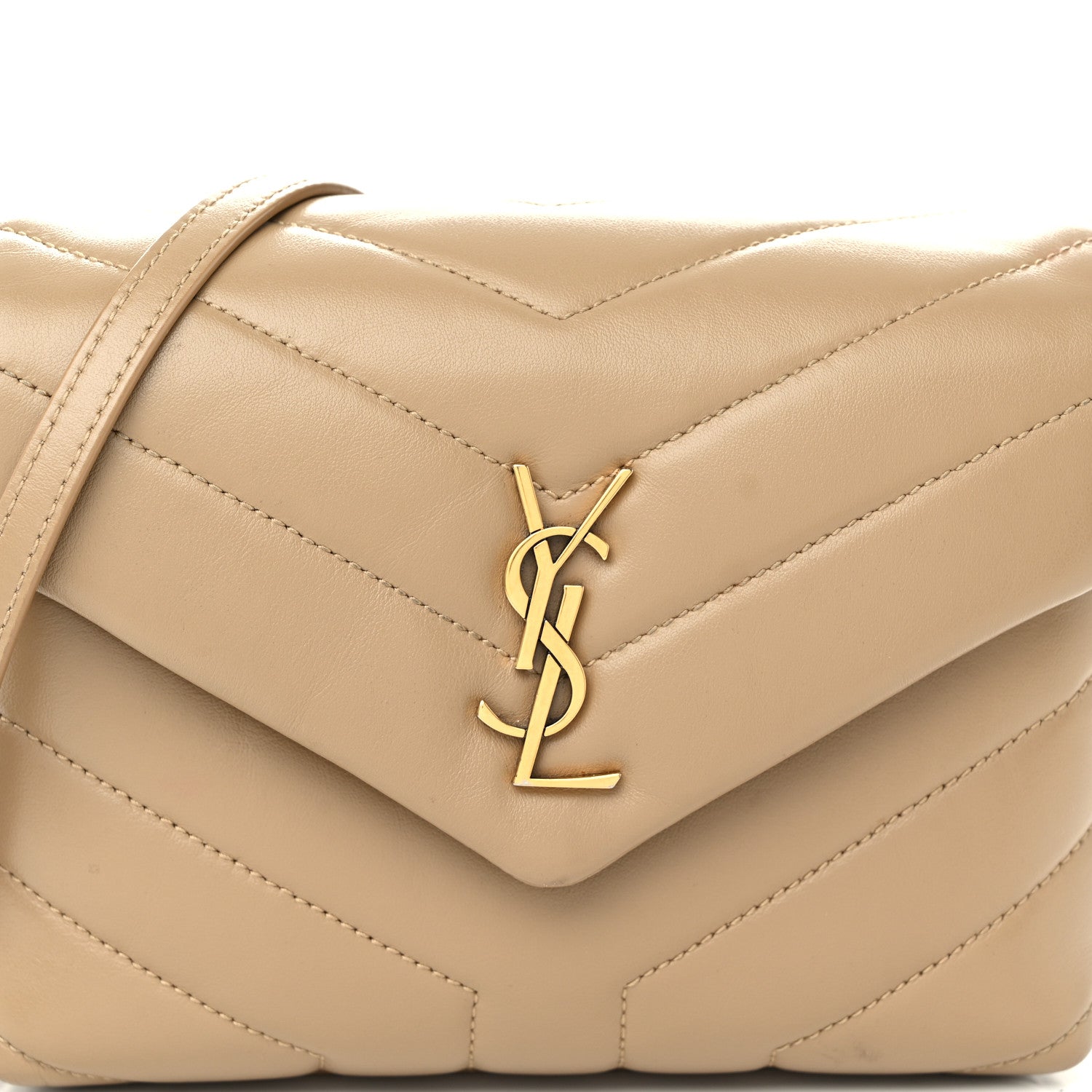 Saint Laurent Calfskin Y Quilted Monogram Toy Loulou Crossbody Bag Taupe 8 of 11