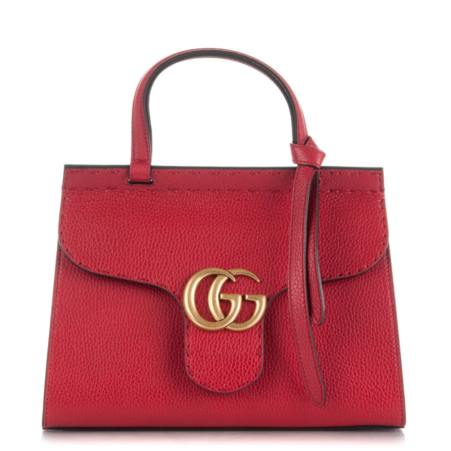 Calfskin Mini GG Marmont Top Handle Bag Vulcanic Red