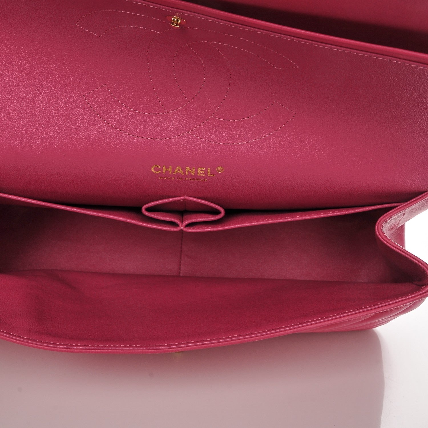 Chanel Lambskin Chevron Quilted Jumbo Double Flap Dark Pink 5 of 7