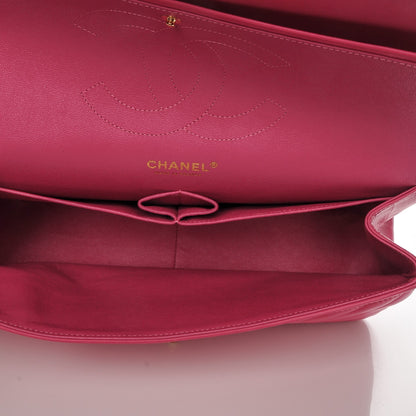 Chanel Lambskin Chevron Quilted Jumbo Double Flap Dark Pink 5 of 7