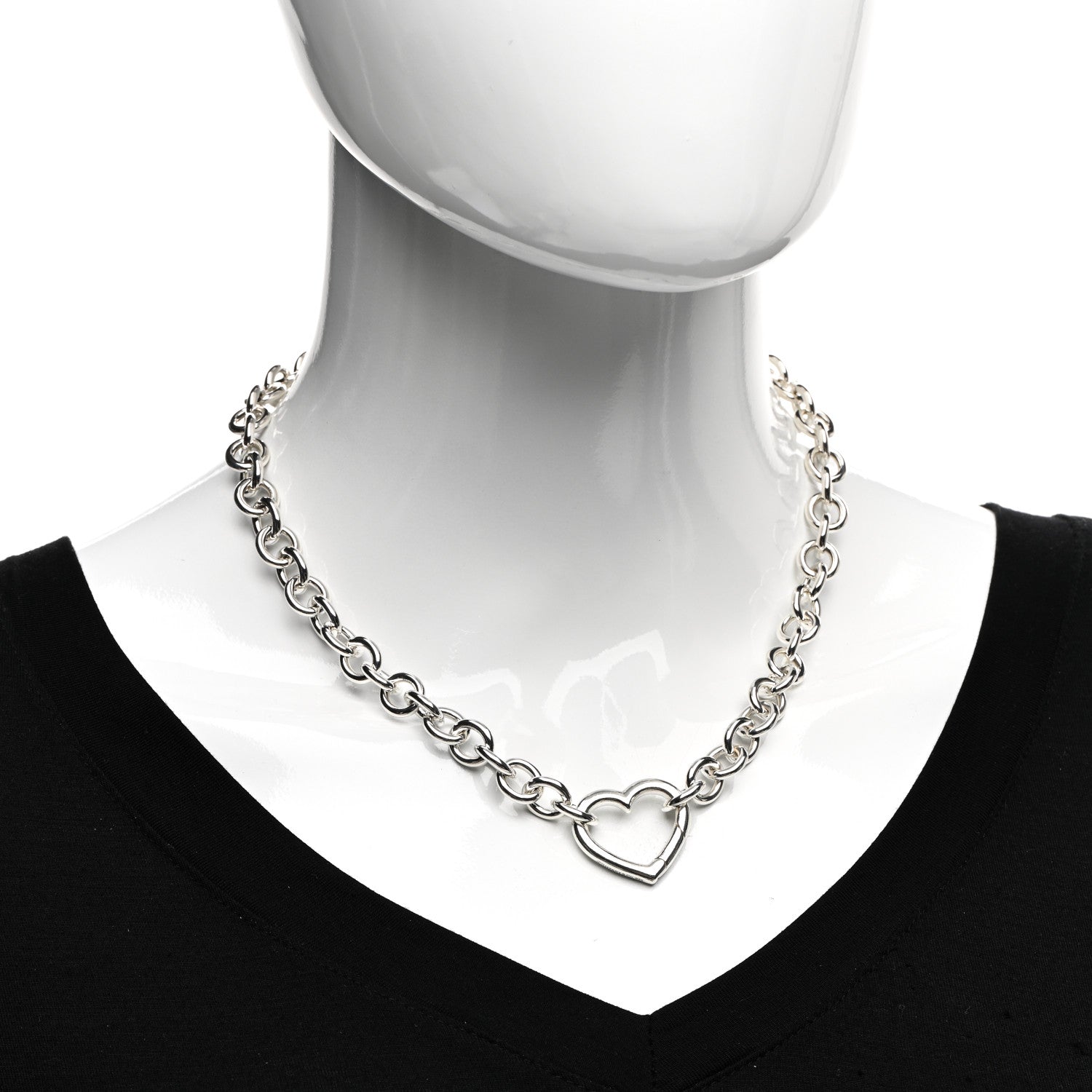 Tiffany Sterling Silver Heart Clasp Choker Necklace 2 of 4