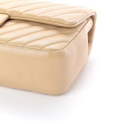 Chanel Lambskin Chevron Quilted Small Single Flap Light Beige 11 of 13