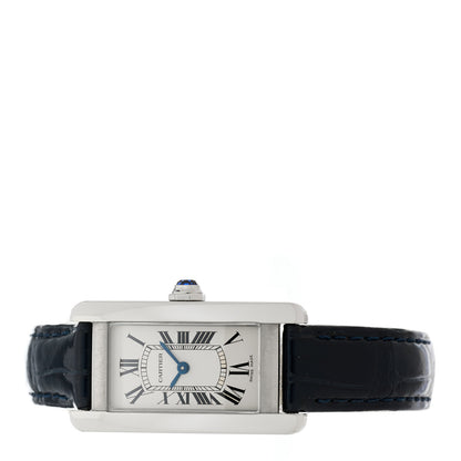 Cartier Stainless Steel Alligator 19mm Tank Americaine Quartz Watch Blue 2 of 4