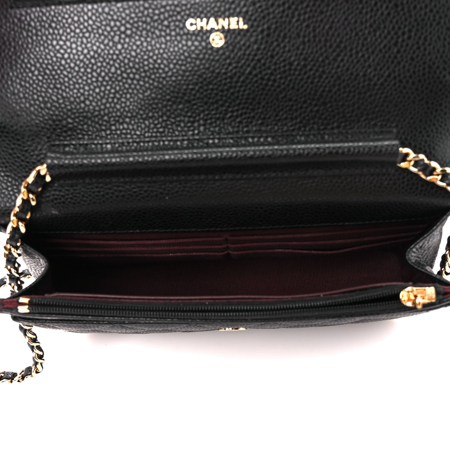 Caviar Quilted Wallet on Chain WOC Black