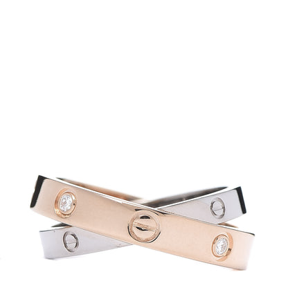 Cartier 18K Pink White Gold 6 Diamond LOVE Ring 49 5 1 of 6