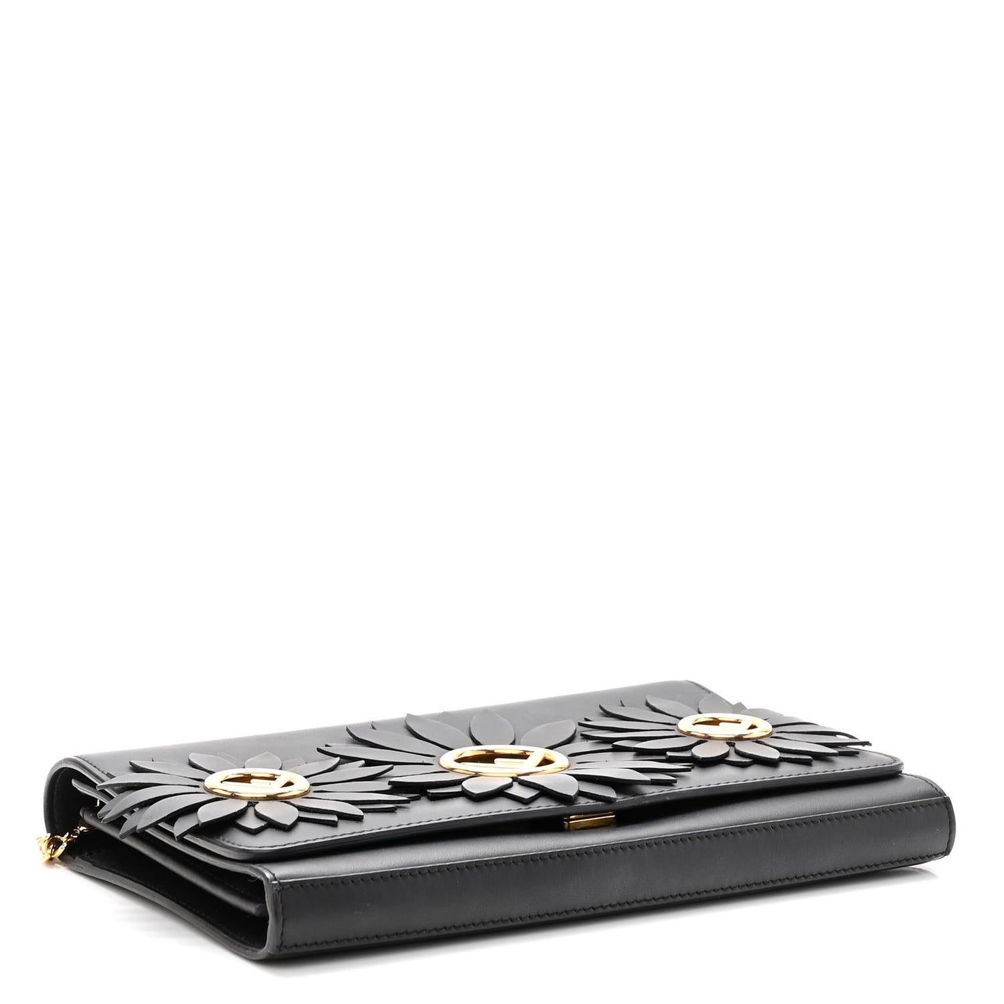 Vitello Liberty Century F is Fendi Floral Embellished Wallet On Chain Black