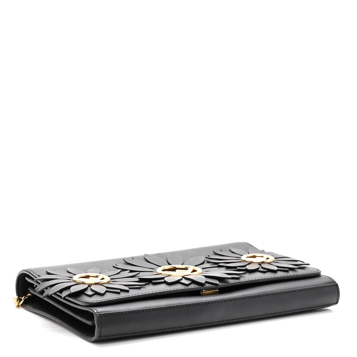 Fendi Vitello Liberty Century F is Fendi Floral Embellished Wallet On Chain Black 5 of 10