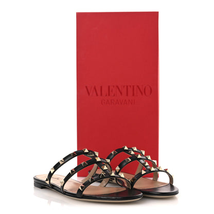 Valentino Garavani Nappa Rockstud Caged Flat Slide Sandals 37.5 Black 11 of 11