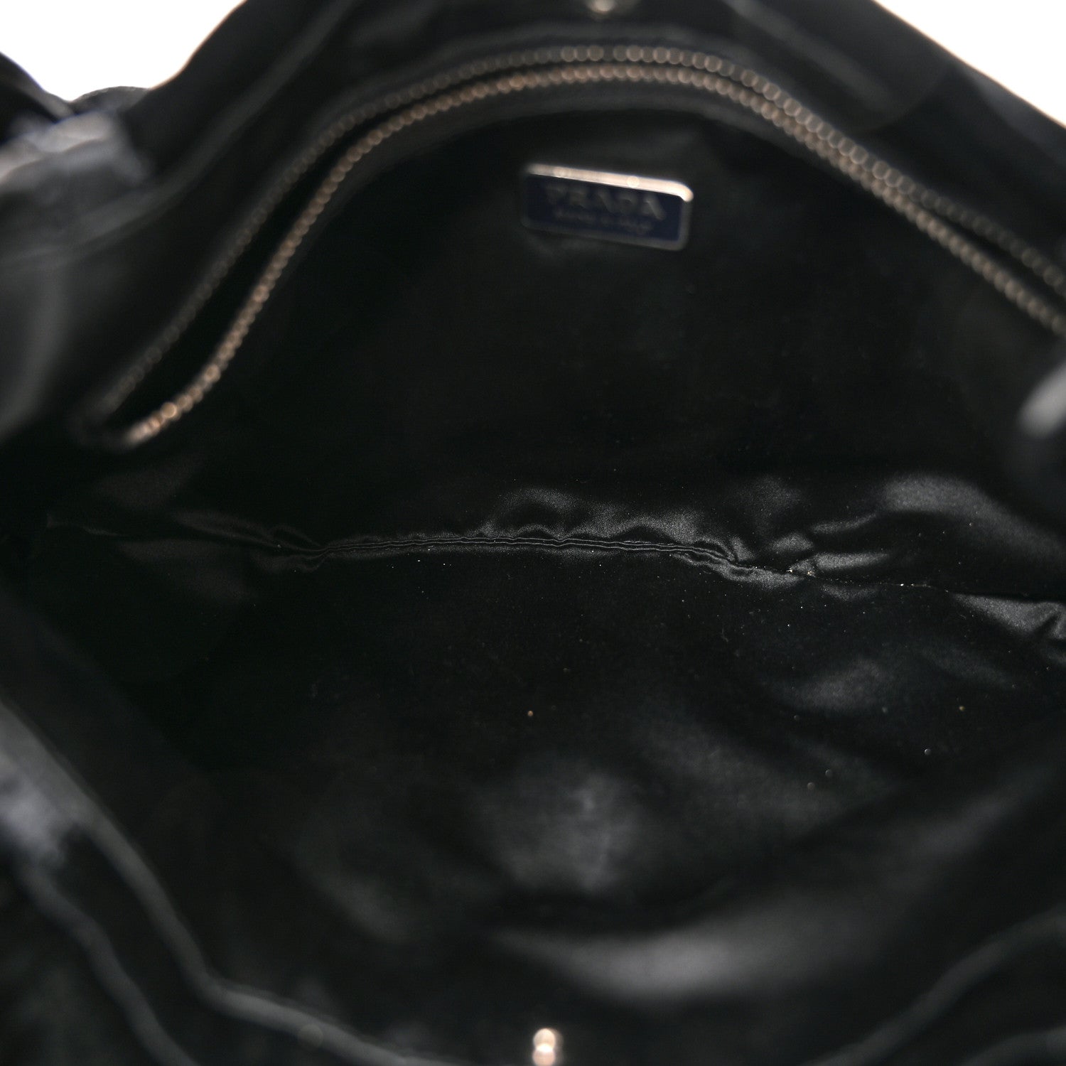 Prada Satin Velvet Drawstring Shoulder Bag Black 5 of 9