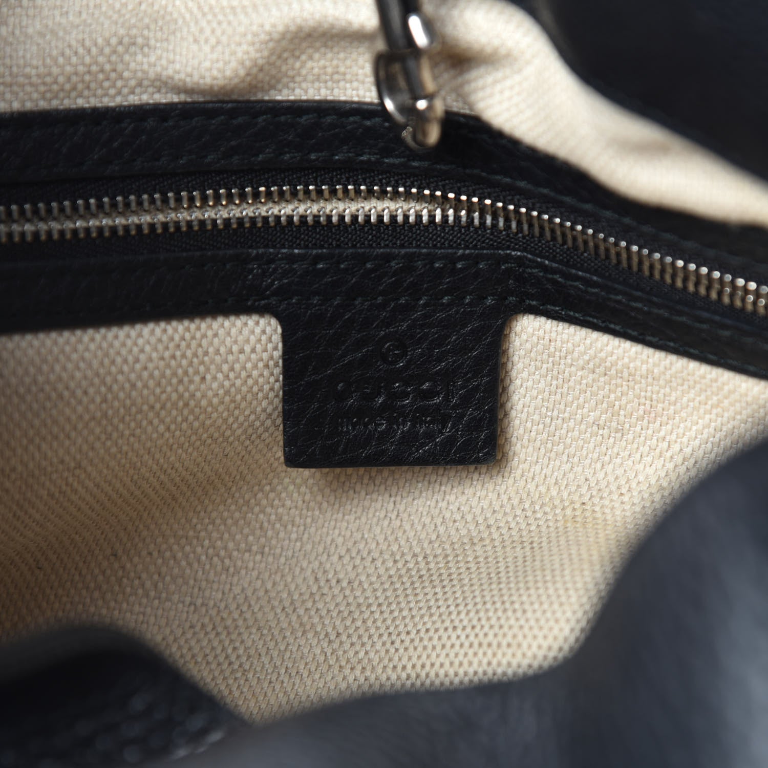 Gucci Pebbled Calfskin Studded Medium Soho Chain Shoulder Bag Black 11 of 13