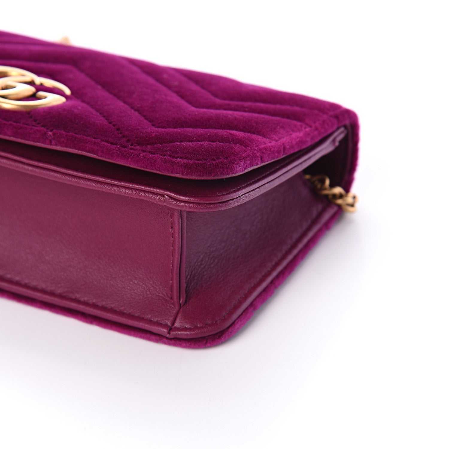 Gucci Velvet Matelasse GG Marmont Mini Bag Fuchsia Violet Cyclamen 7 of 8