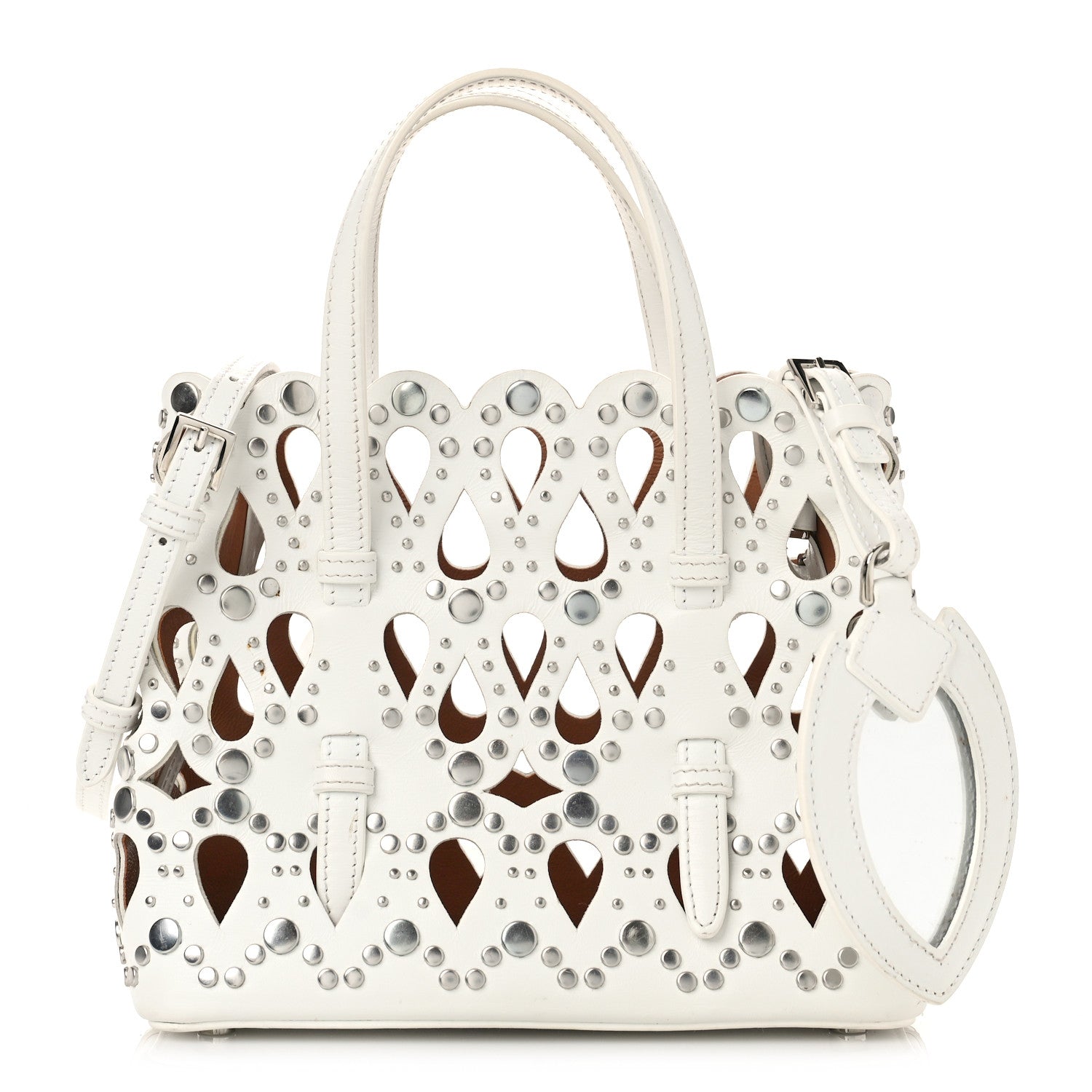 Alaia Calfskin Laser Cut Mina 16 Bag White 1 of 12
