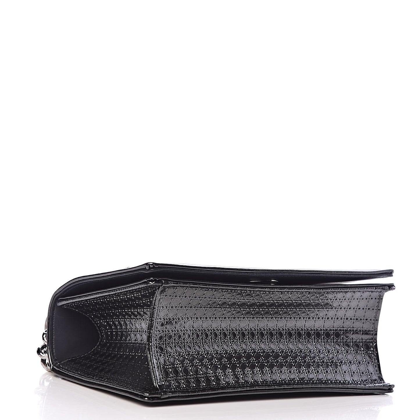 Metallic Patent Micro-Cannage Small Diorama Flap Bag Onyx Black